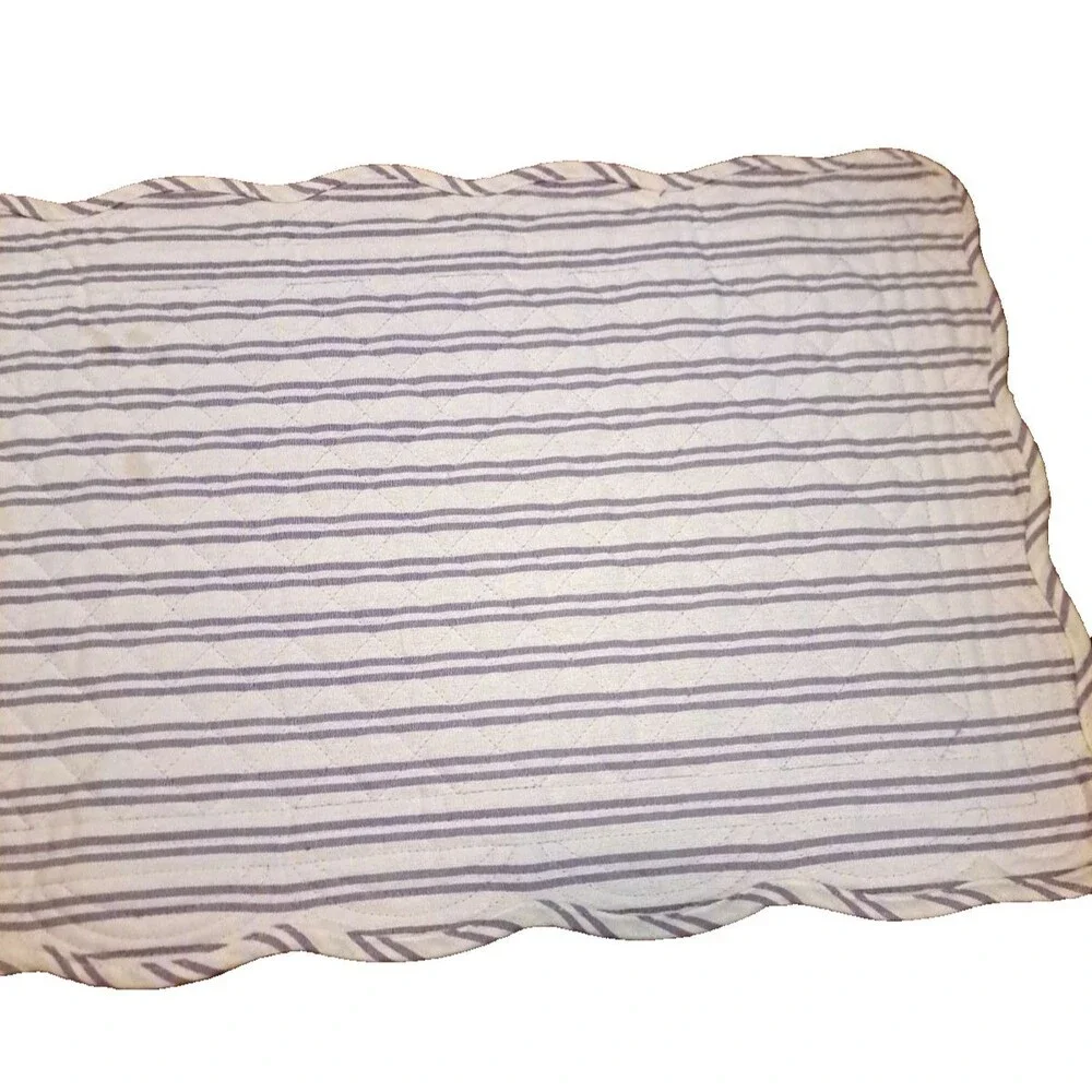 Quilted Table Runner Reversible Floral Striped Purple Yellow Cottage 14x70